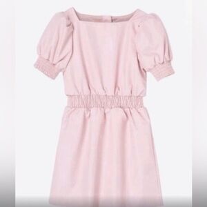 NWT Habitual Girls’ Faux/Vegan Leather Puff Sleeve Smocked Dress in soft…